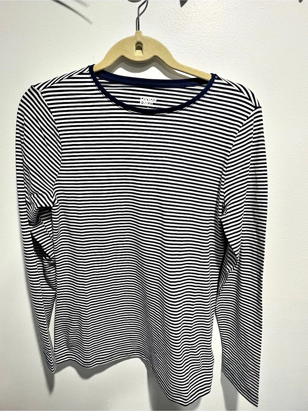 Lands' End Long Sleeve Crewneck Tee Blue & White Small
